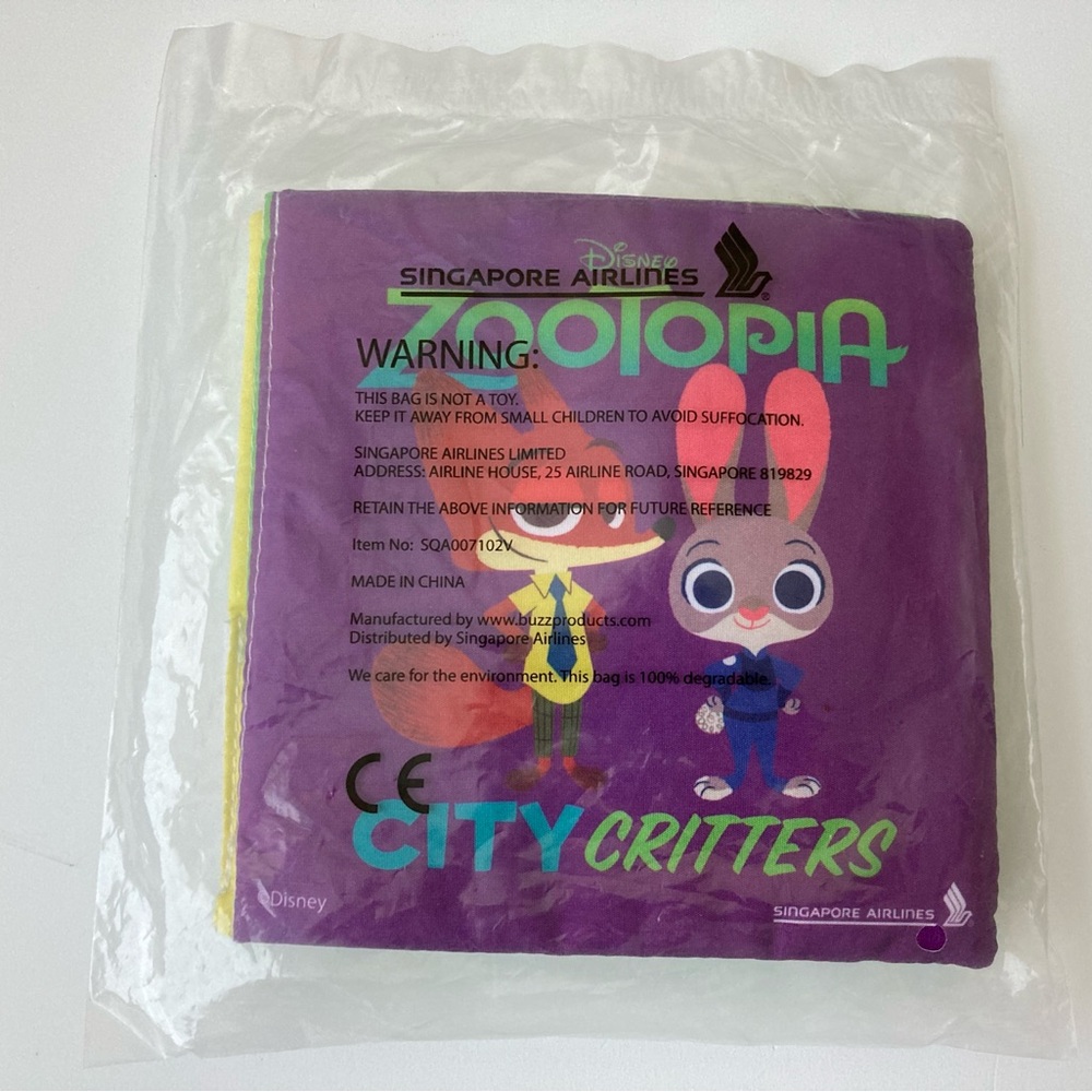 Disney Baby Cloth Book Zootopia City Critters Singapore Airlines Limited New